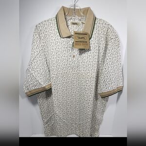 NWT VINTAGE TAAPS Authentic Rugged Sport Wear Polo Shirt Large White Tan